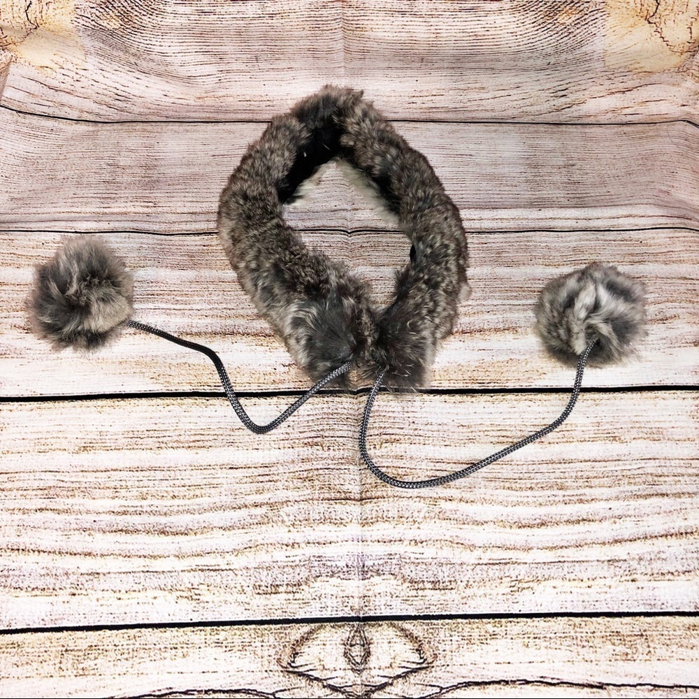Vintage Faux Fur Choker Collar with Pom Poms
